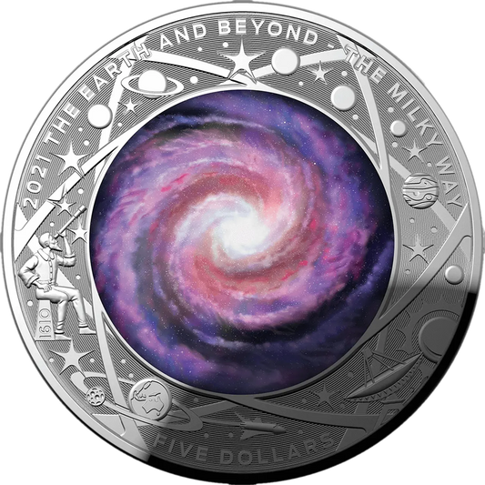 2021 The Earth & Beyond - The Milky Way $5 Silver Proof Domed Coin - Mastercoins