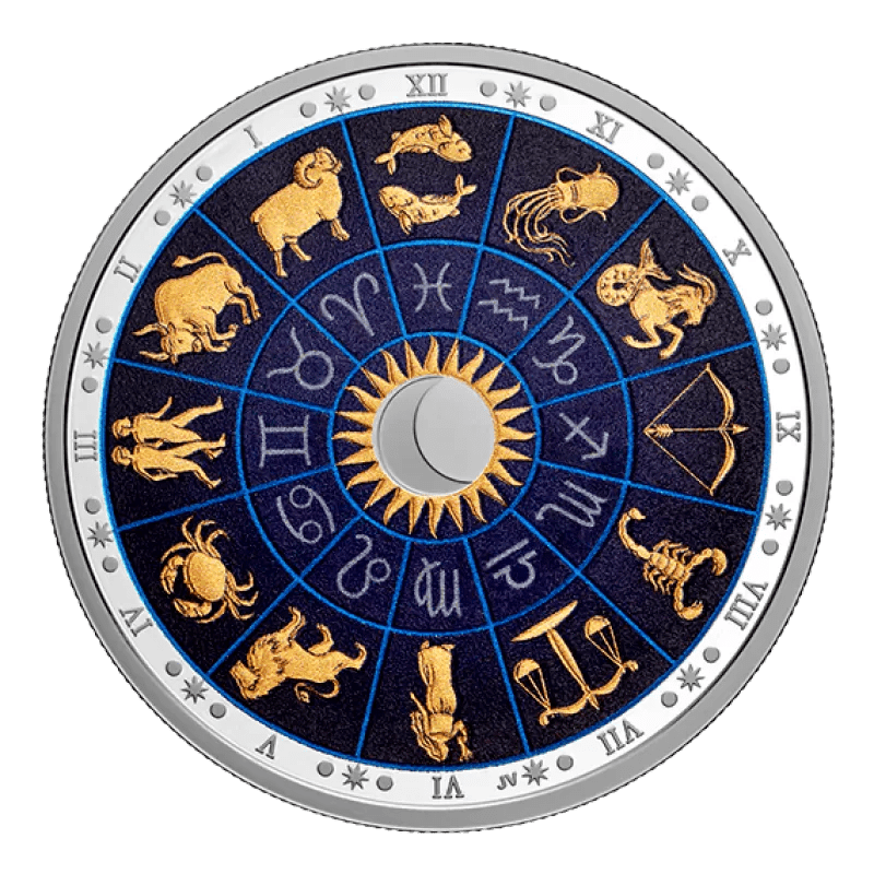 2022 $30 Signs of the Zodiac 2 oz Pure Silver Glow in The Dark Coin - Mastercoins
