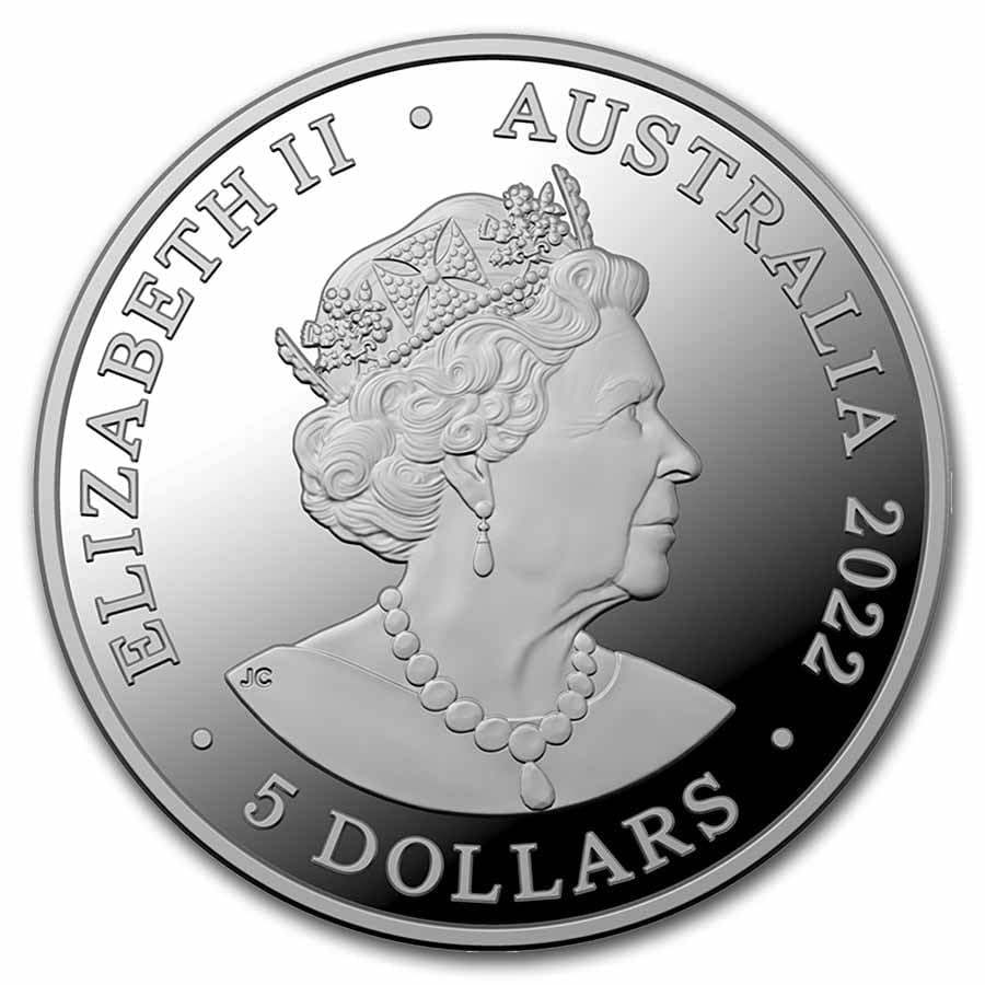 2022 $5 The Great White Shark 1oz Silver Proof Coloured Coin - Mastercoins