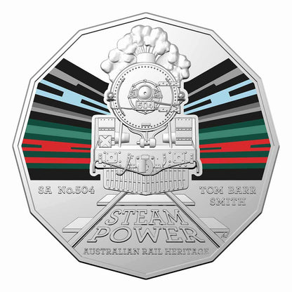 2022 50c Steam Power - SA Railways 500 Class No.504 'Tom Barr Smith' Coloured Coin - Mastercoins