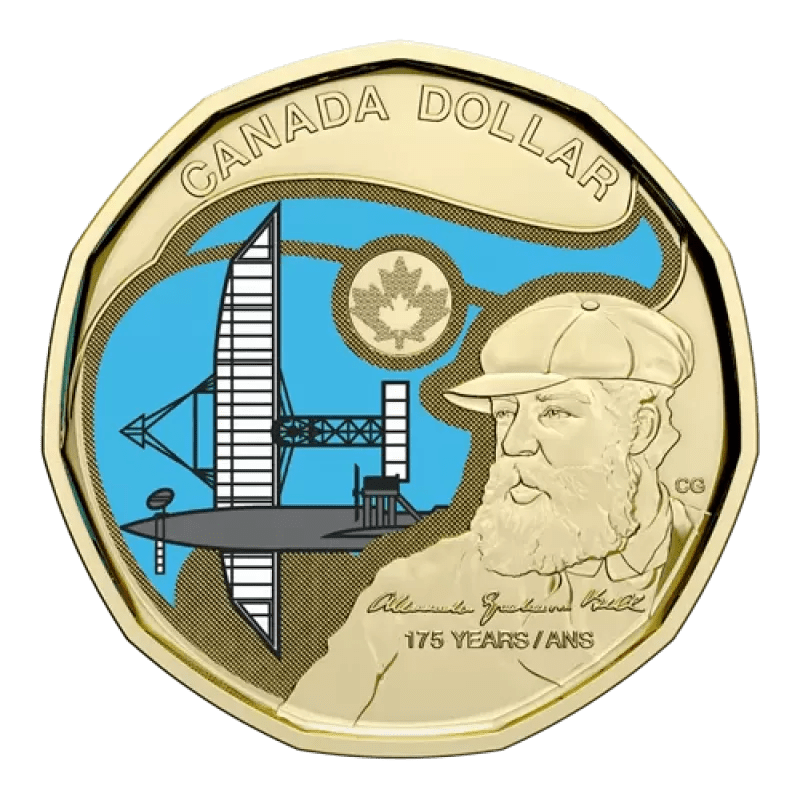 2022 Canadian $1 Birth of Alexander Graham Bell 175th Anniv Colourized Loonie - Mastercoins