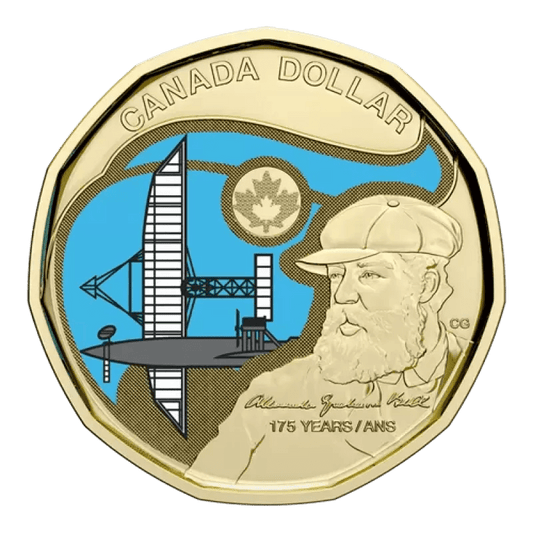 2022 Canadian $1 Birth of Alexander Graham Bell 175th Anniv Colourized Loonie - Mastercoins