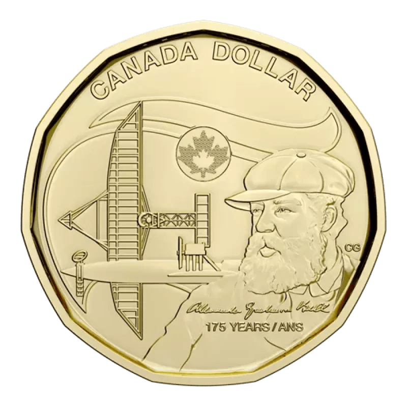 2022 Canadian $1 Birth of Alexander Graham Bell 175th Anniv Colourized Loonie - Mastercoins