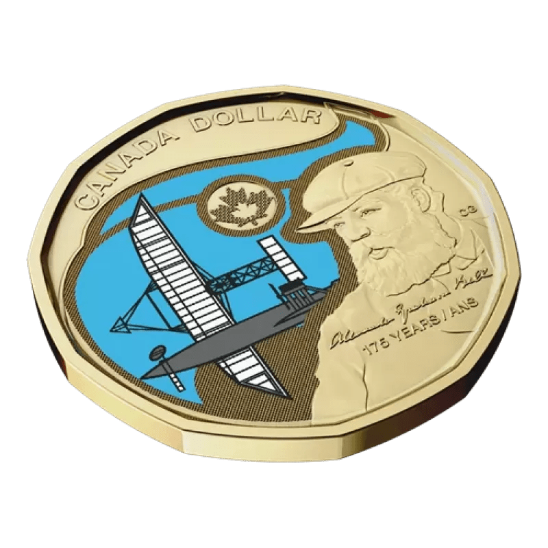 2022 Canadian $1 Birth of Alexander Graham Bell 175th Anniv Colourized Loonie - Mastercoins