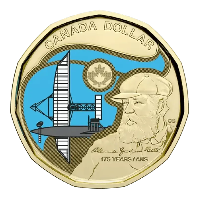 2022 Canadian $1 Birth of Alexander Graham Bell Coloured Loonie Special Wrap Coin Roll - Mastercoins