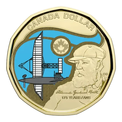 2022 Canadian $1 Birth of Alexander Graham Bell Coloured Loonie Special Wrap Coin Roll - Mastercoins