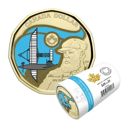 2022 Canadian $1 Birth of Alexander Graham Bell Coloured Loonie Special Wrap Coin Roll - Mastercoins