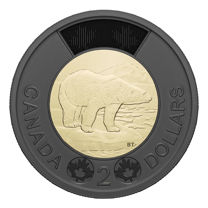 2022 Canadian $2 Polar Bear/Solemn Tribute to Queen Elizabeth II Black Ring Toonie - Mastercoins