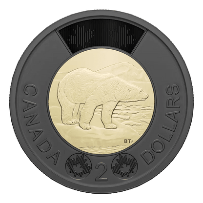 2022 Canadian $2 Polar Bear/Solemn Tribute to Queen Elizabeth II Black Ring Toonie - Mastercoins