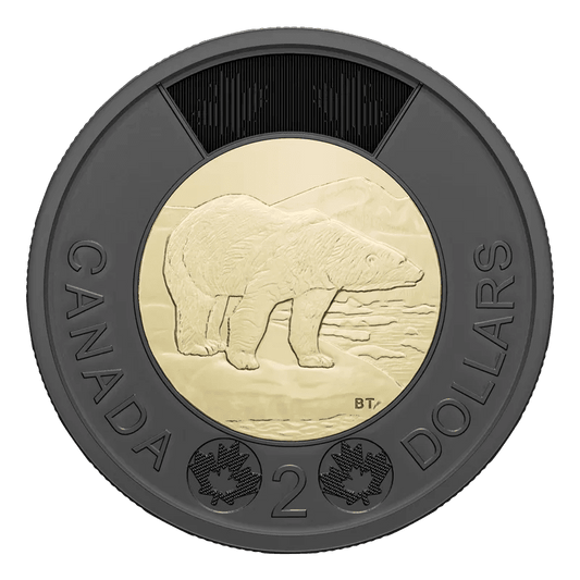 2022 Canadian $2 Polar Bear/Solemn Tribute to Queen Elizabeth II Black Ring Toonie - Mastercoins