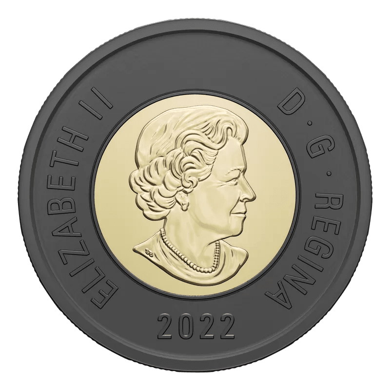 2022 Canadian $2 Polar Bear/Solemn Tribute to Queen Elizabeth II Black Ring Toonie - Mastercoins