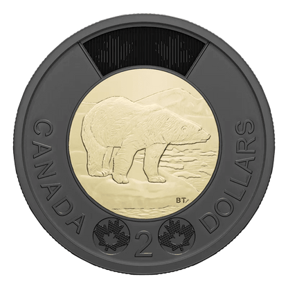 2022 Canadian $2 Polar Bear/Solemn Tribute to Queen Elizabeth II Black Ring Toonie Special Mint Wrap Coin Roll - Mastercoins
