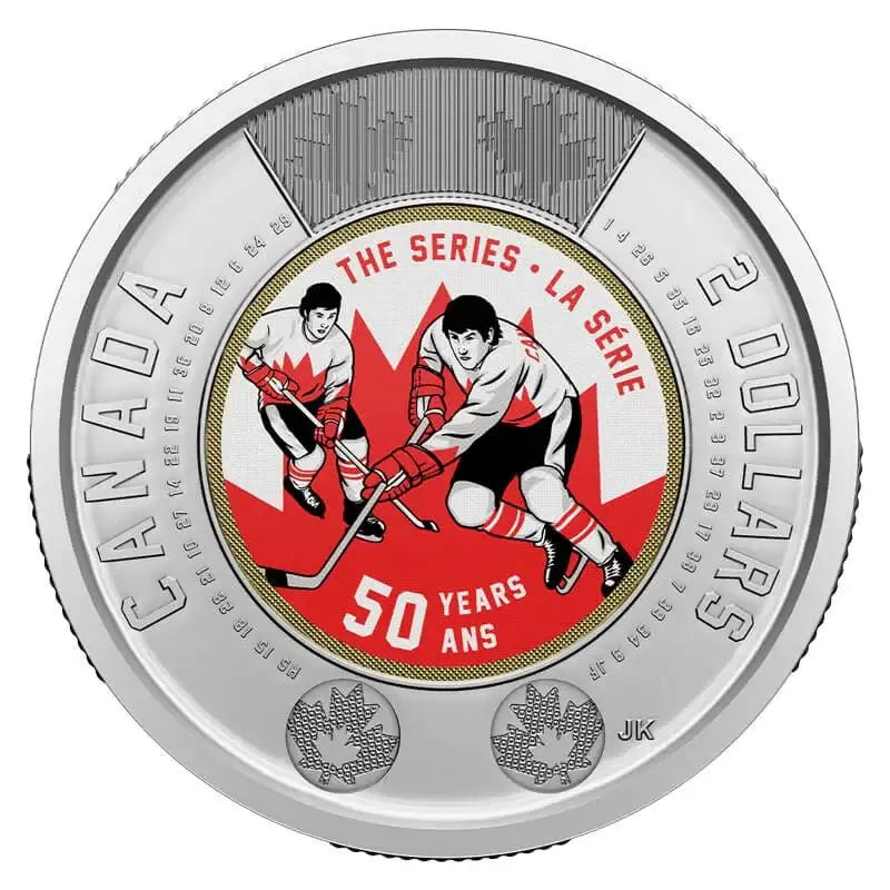 2022 Canadian $2 Summit Hockey Series 50th Anniv Coloured Toonie Special Wrap Coin Roll - Mastercoins