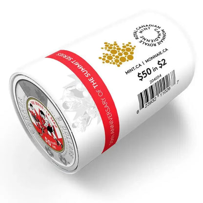 2022 Canadian $2 Summit Hockey Series 50th Anniv Coloured Toonie Special Wrap Coin Roll - Mastercoins