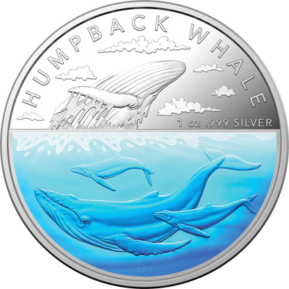 2023 $5 1oz Coloured Silver Proof Coin – Australian Antarctic Territory – Humpback Whale - Mastercoins