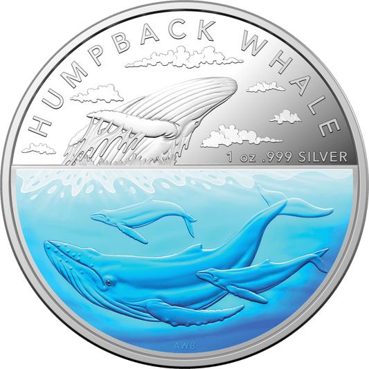 2023 $5 1oz Coloured Silver Proof Coin – Australian Antarctic Territory – Humpback Whale - Mastercoins
