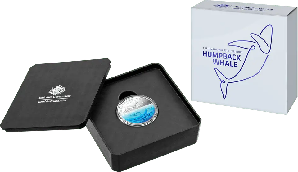 2023 $5 1oz Coloured Silver Proof Coin – Australian Antarctic Territory – Humpback Whale - Mastercoins