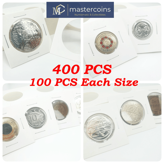 400 pcs VALUE PACK 2x2 Staple Coin Holders 23mm, 27.5mm, 31.5mm, 35mm - Mastercoins