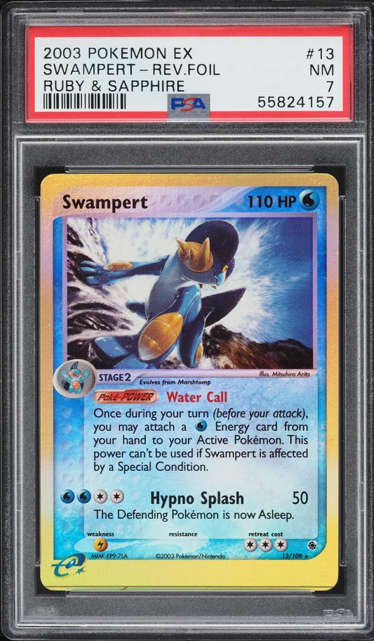 Swampert Reverse Holo 13/109 PSA 7 Ruby & Sapphire Mastercoins
