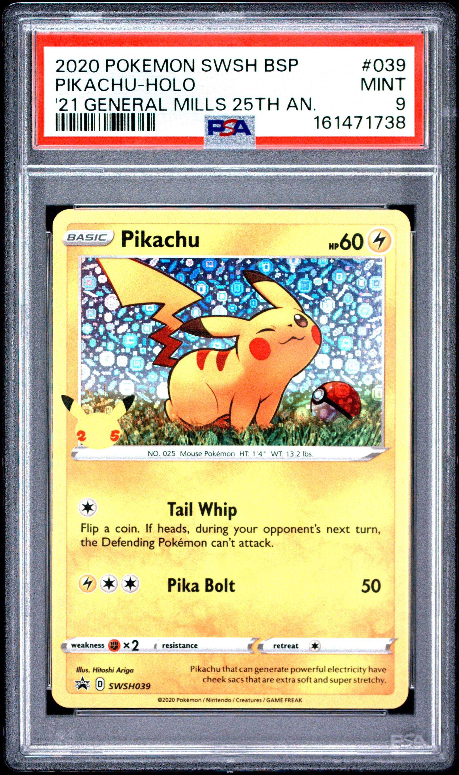 🎰👀 PIKACHU HOLO 039 SWSH BLACK STAR PROMO PSA 9