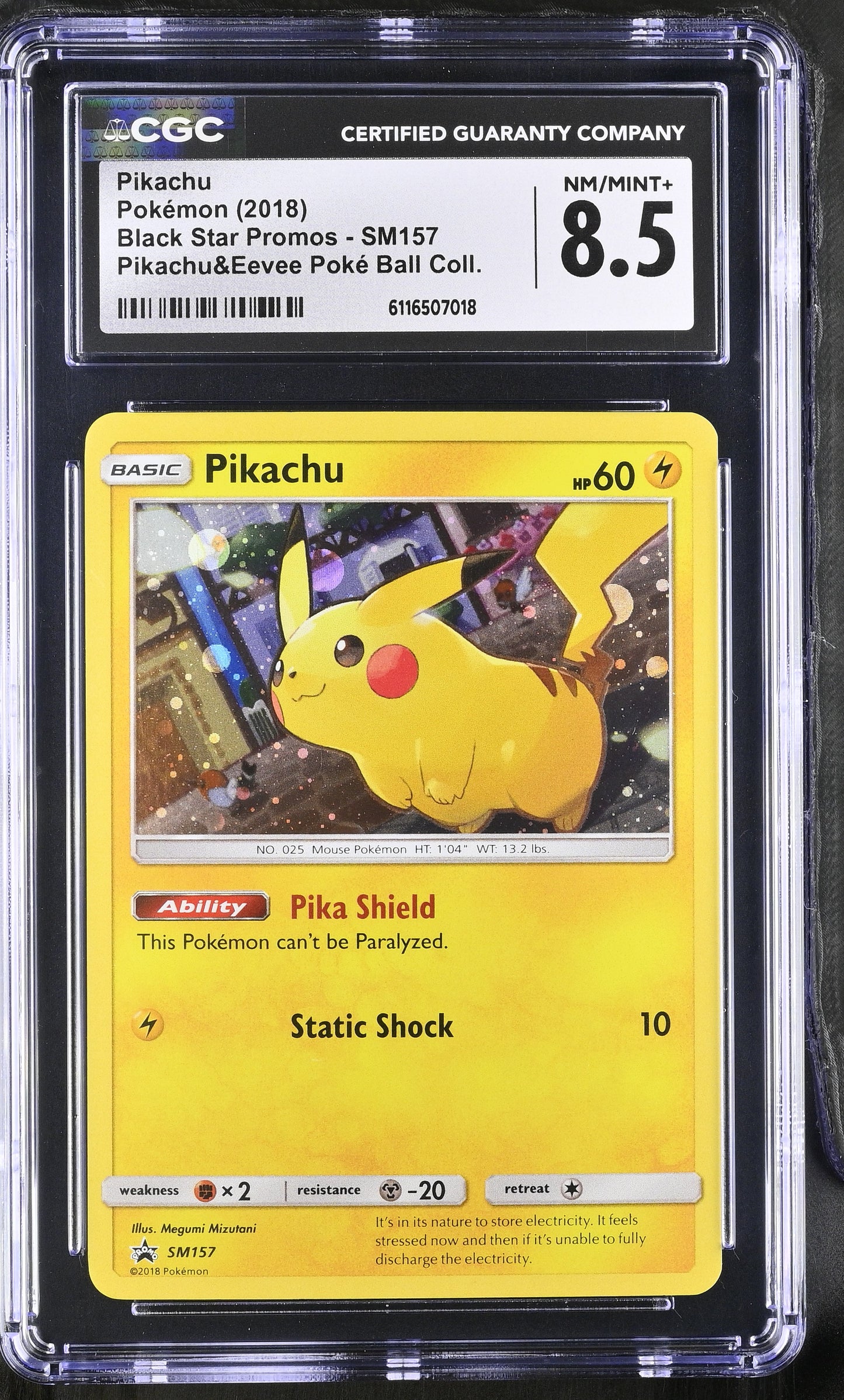 🎰👀 PIKACHU SM157 BLACK STAR PROMOS CGC 8.5