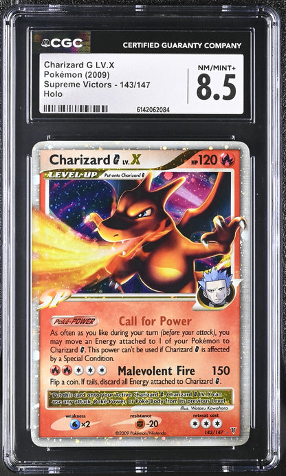 🎰👀 CHARIZARD G LV.X 143/147 SUPREME VICTORS CGC 8.5
