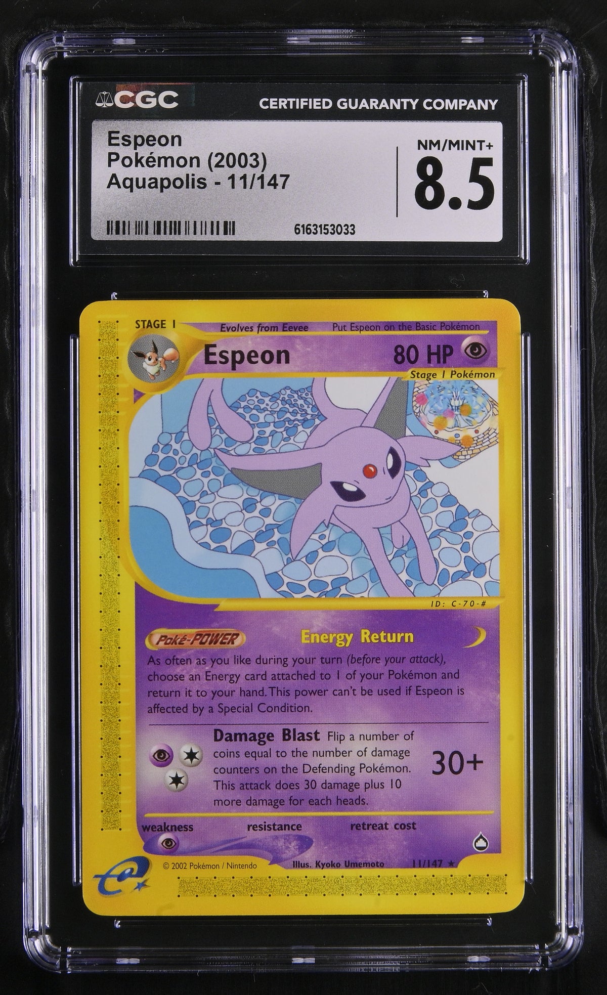 🎰👀 ESPEON 11/147 AQUAPOLIS CGC 8.5