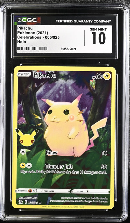 🎰👀 PIKACHU 005/025 CELEBRATIONS CGC 10