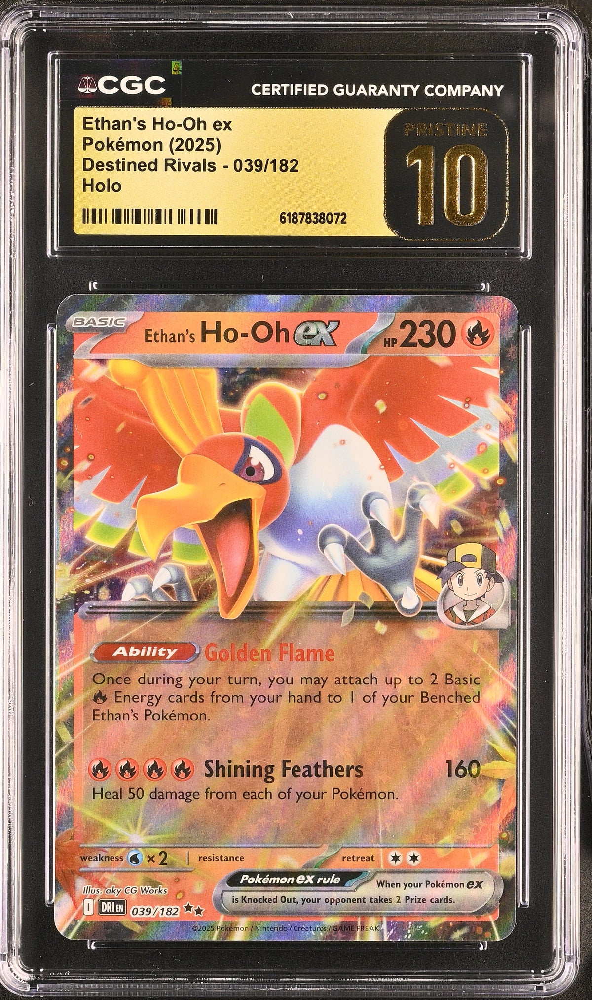 🎰👀 ETHAN'S HO-OH EX 039/182 DESTINED RIVALS CGC 10