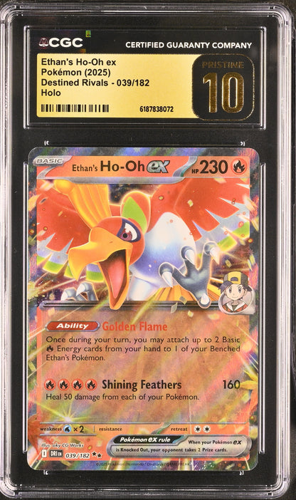 🎰👀 ETHAN'S HO-OH EX 039/182 DESTINED RIVALS CGC 10
