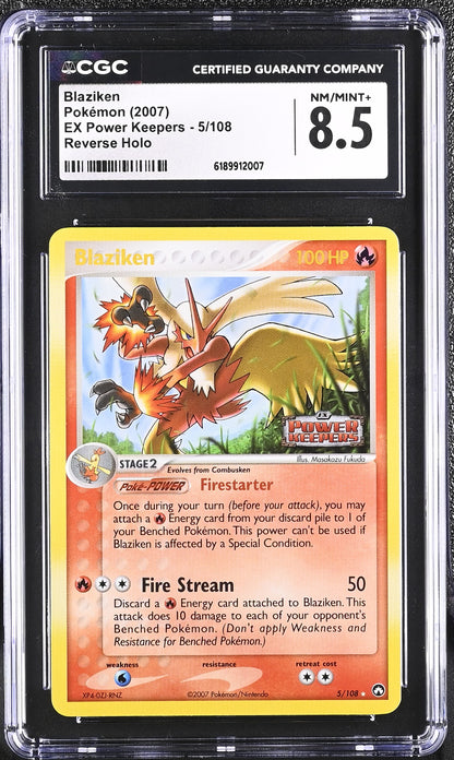 🎰👀 BLAZIKEN 5/108 EX POWER KEEPERS CGC 8.5