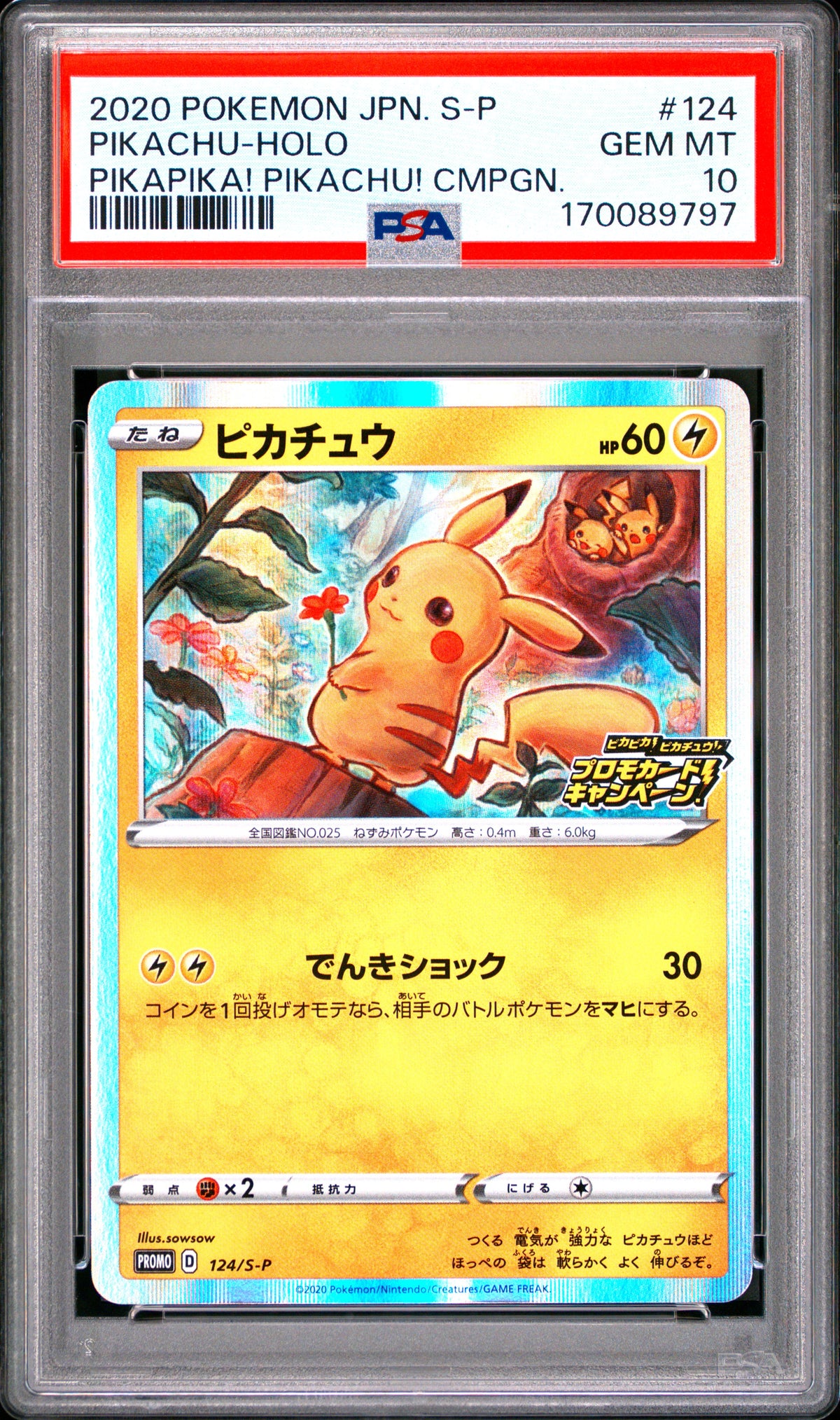 Pikachu Holo 124 PSA 10 S-P Promo Japanese Mastercoins