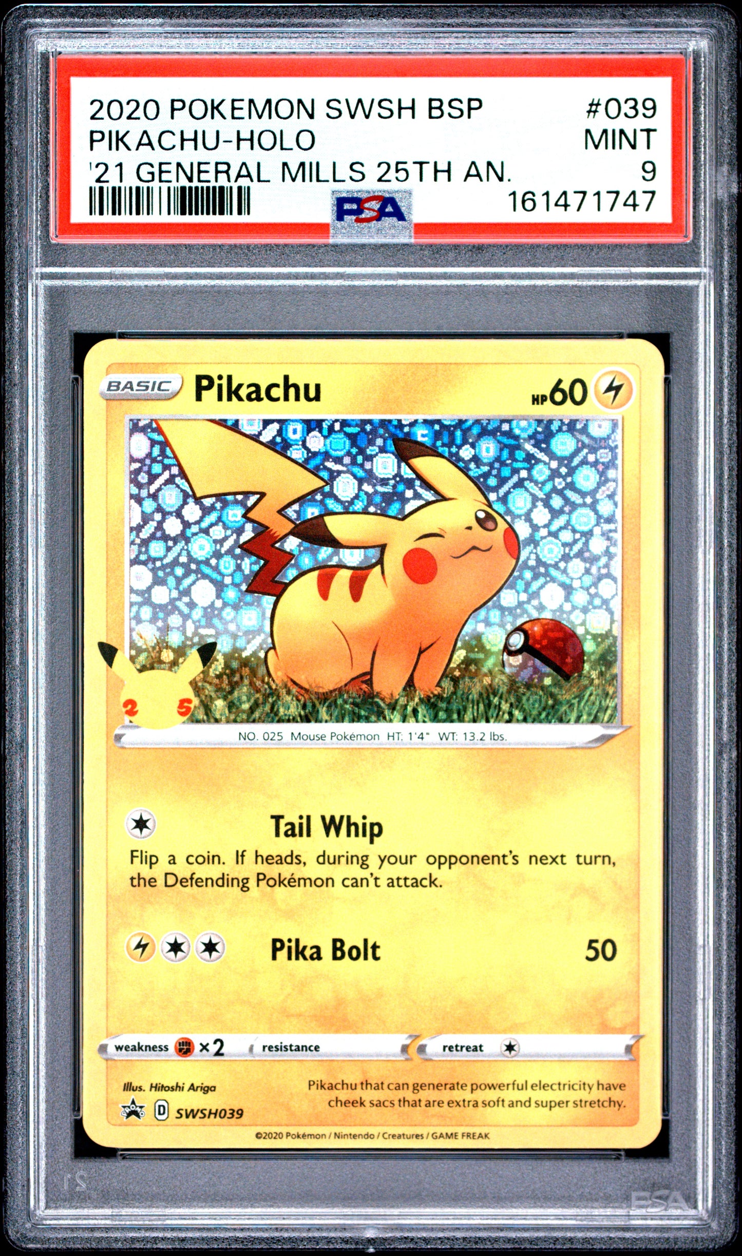 🎰👀 PIKACHU HOLO 039 SWSH BLACK STAR PROMO PSA 9