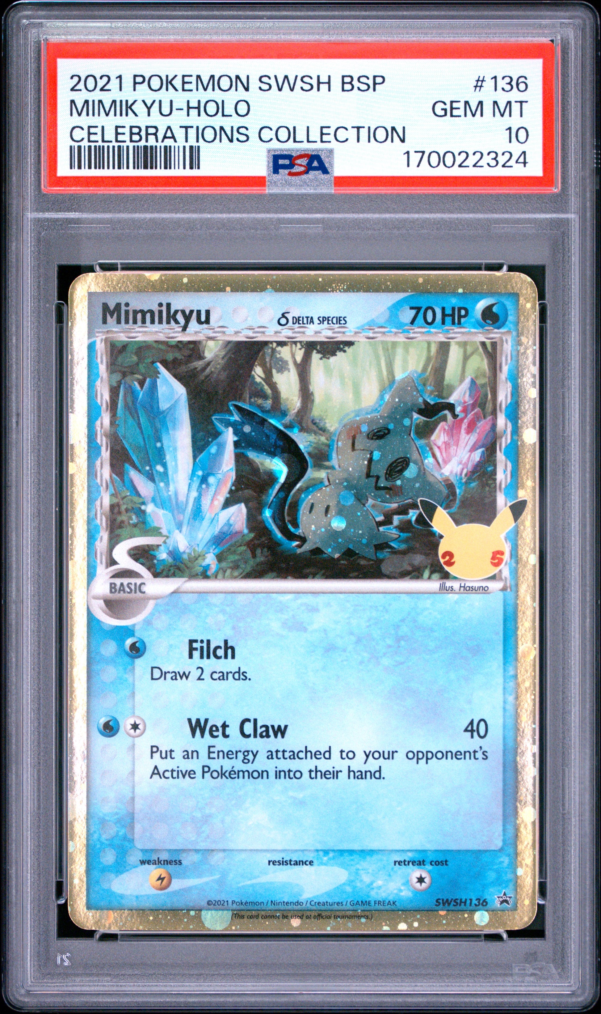 🎰👀 MIMIKYU HOLO 136 SWSH BLACK STAR PROMO PSA 10