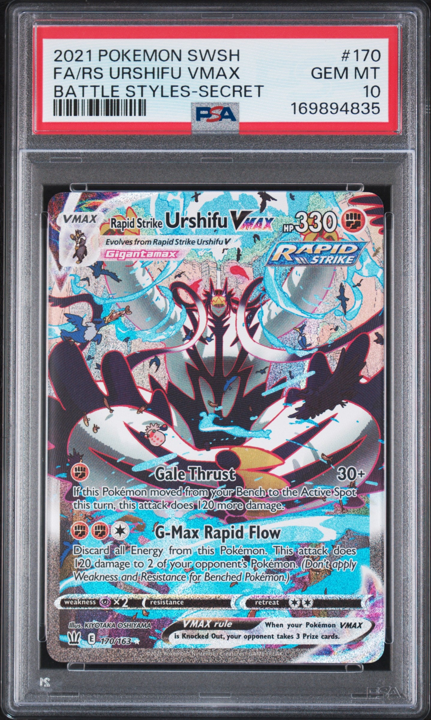 🎰👀 RAPID STRIKE URSHIFU VMAX 170/163 BATTLE STYLES PSA 10