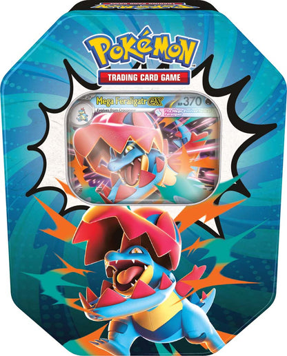 Pokémon TCG: Mega Evolution—Ascended Heroes Tin (Mega Feraligatr ex) - front