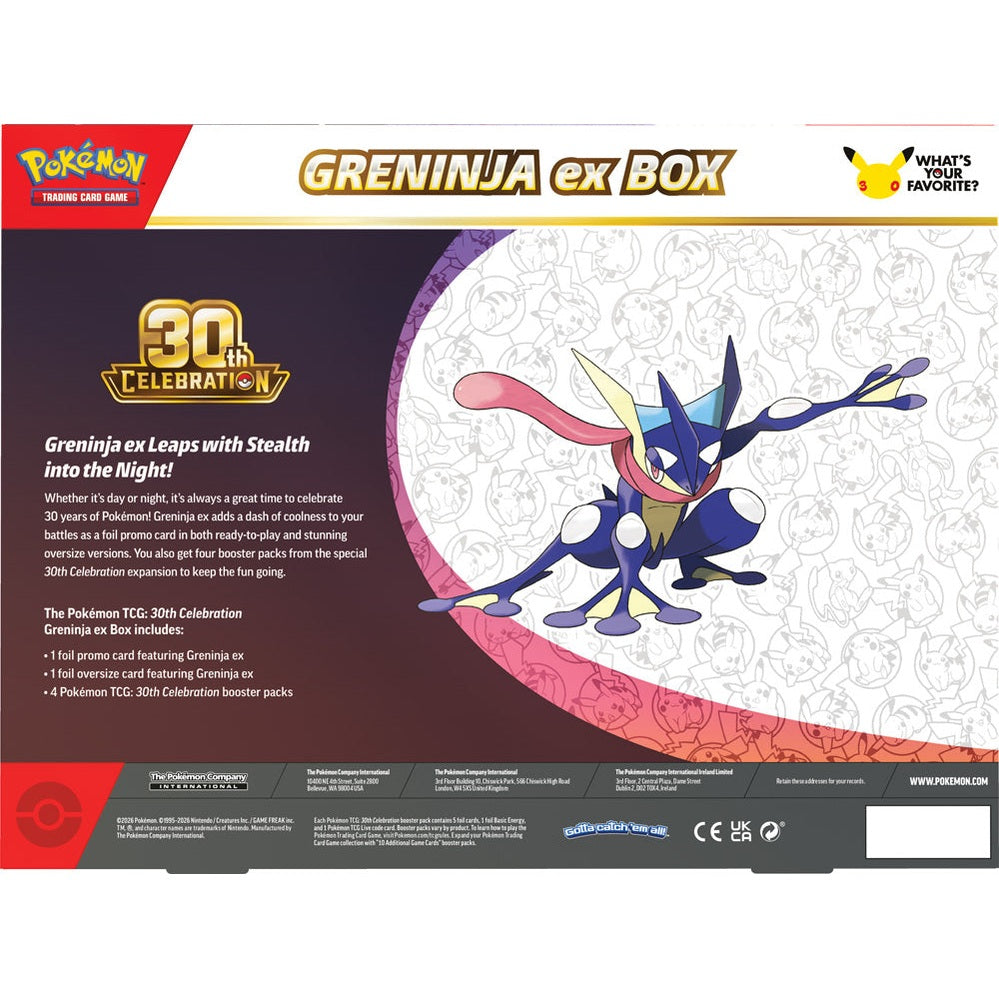 Pokémon TCG: 30th Celebration Pokémon ex Box - Greninja ex Back