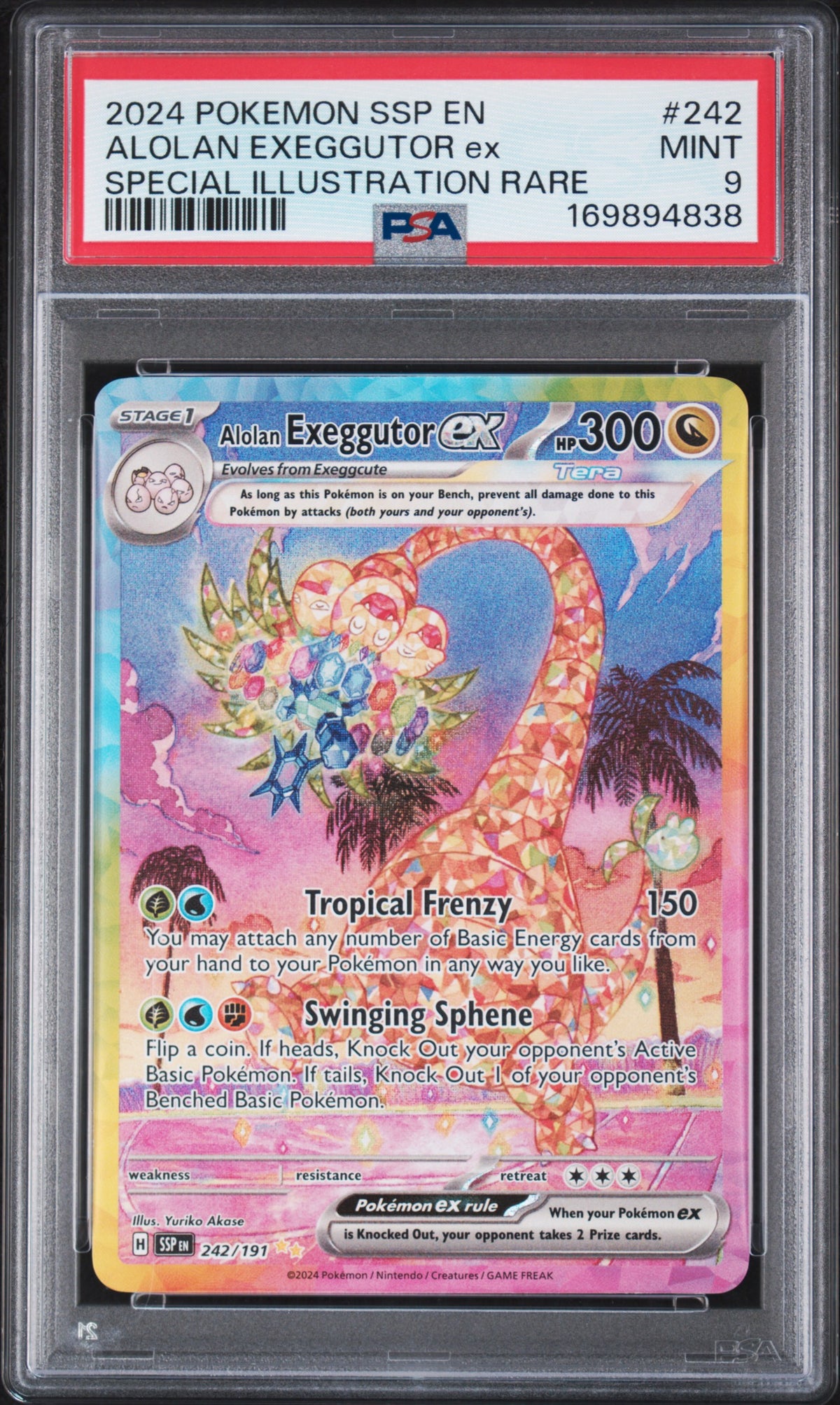 🎰👀 ALOLAN EXEGGUTOR EX 242/191 SSP EN SURGING SPARKS PSA 9