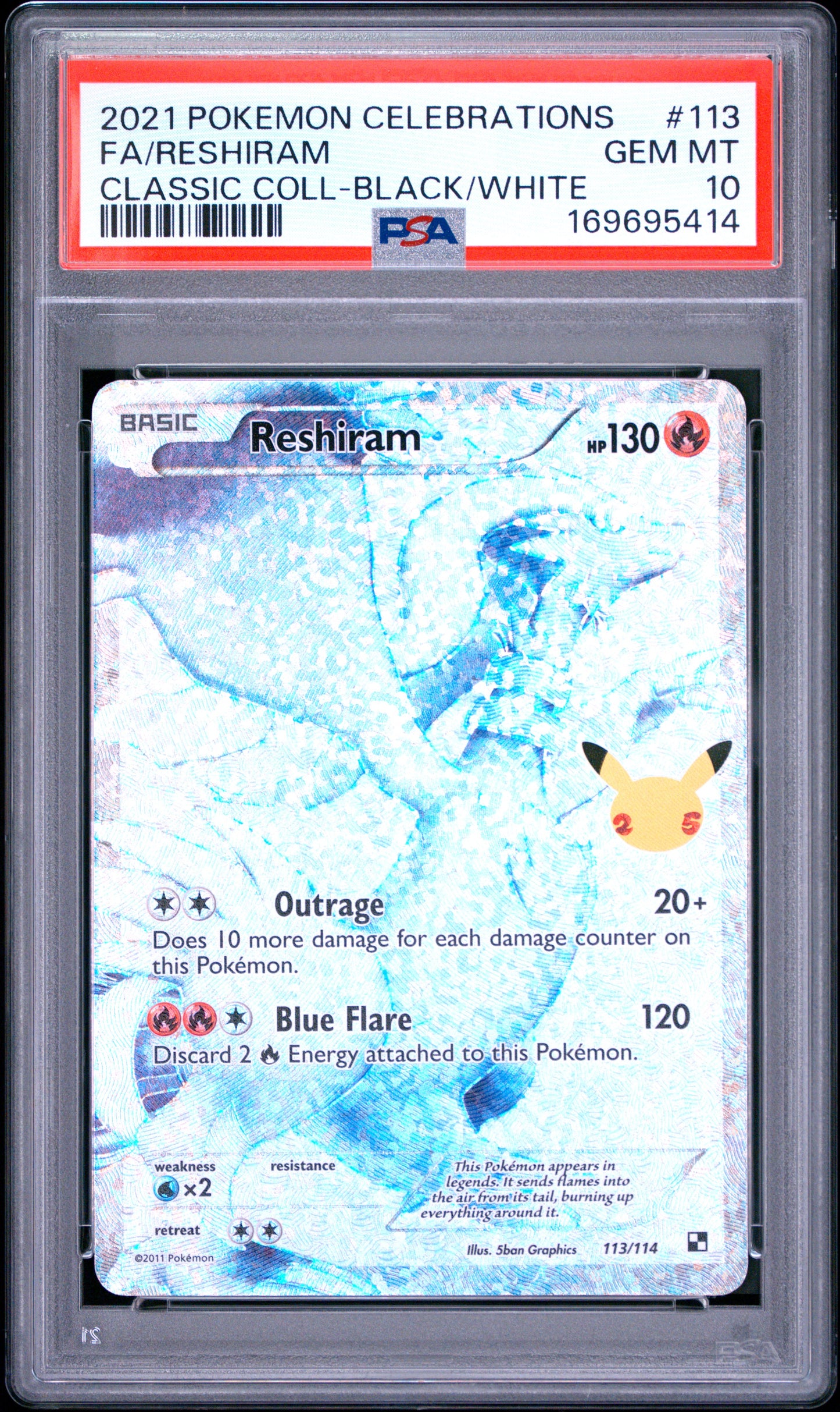 🎰👀 RESHIRAM 113 CELEBRATIONS CLASSIC COLLECTION PSA 10