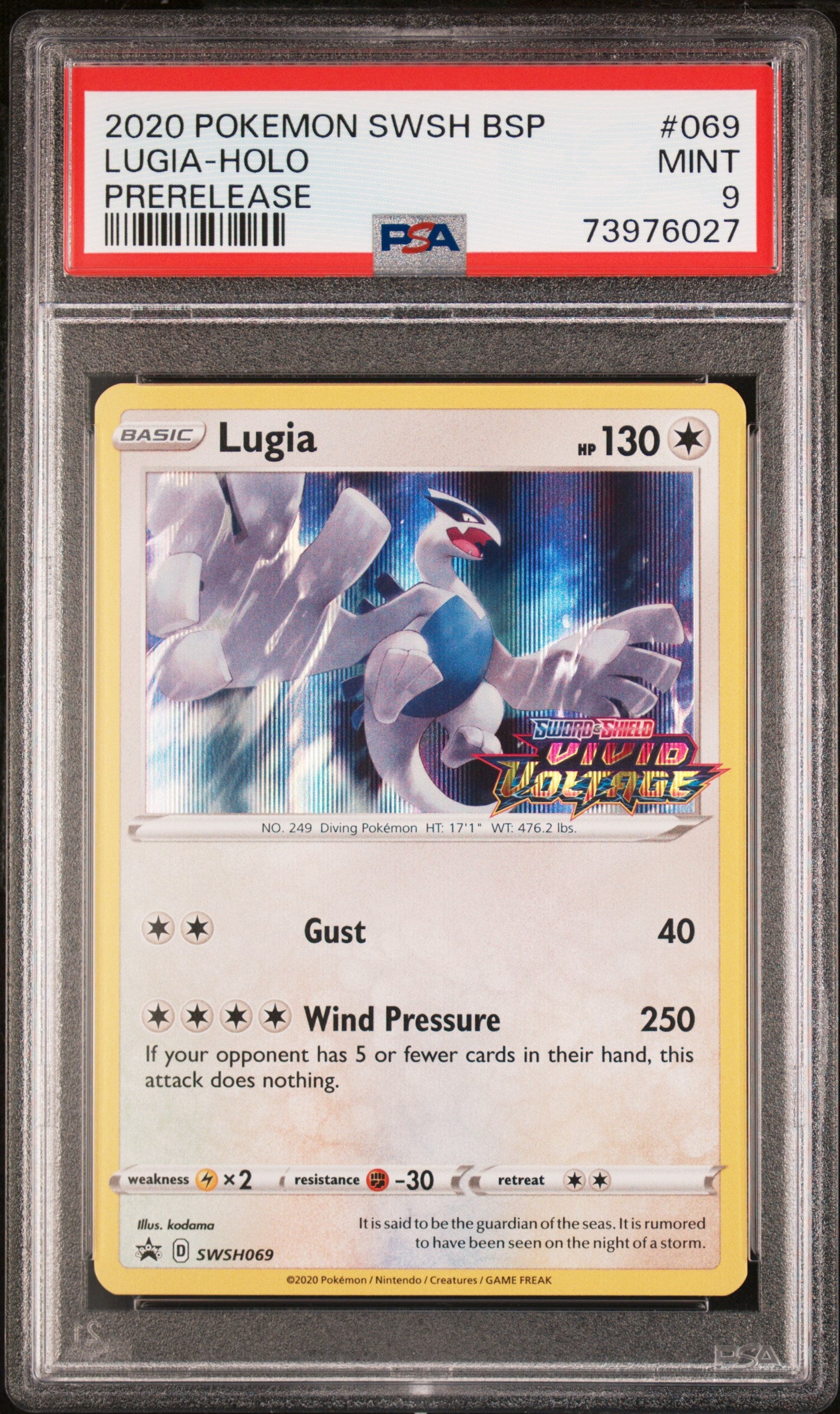 🎰👀 LUGIA HOLO 069 SWSH BLACK STAR PROMO PSA 9
