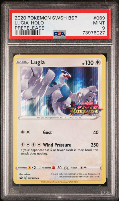 🎰👀 LUGIA HOLO 069 SWSH BLACK STAR PROMO PSA 9