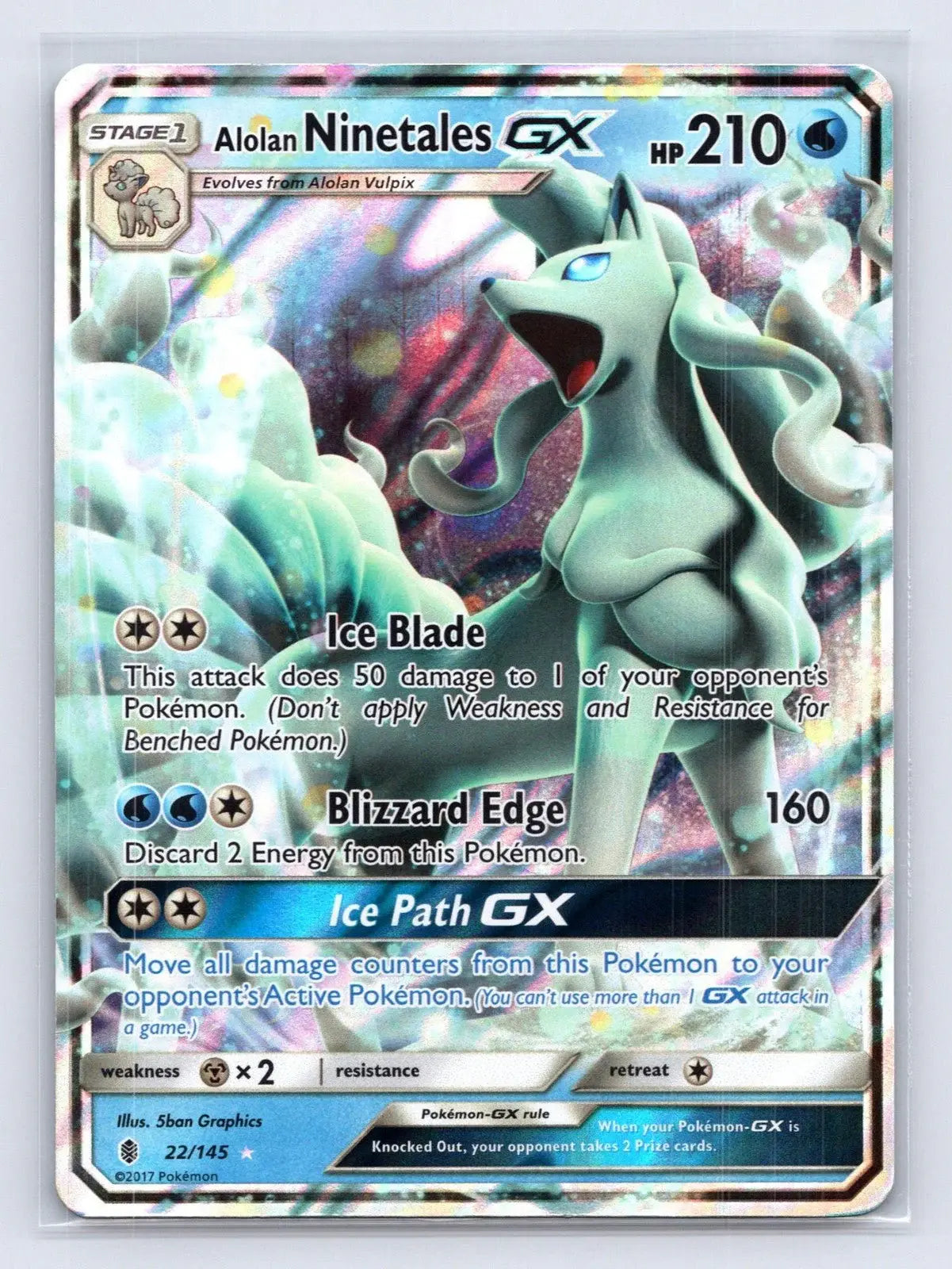 Alolan Ninetales GX 22/145 Guardians Rising Pokemon NM - Mastercoins