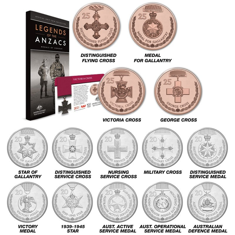 2017 Legends of the ANZACS 14 coin collection