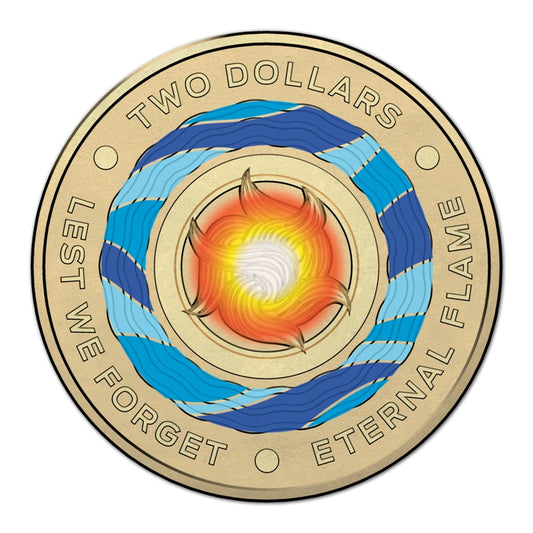 2018 $2 Eternal Flame coloured coin