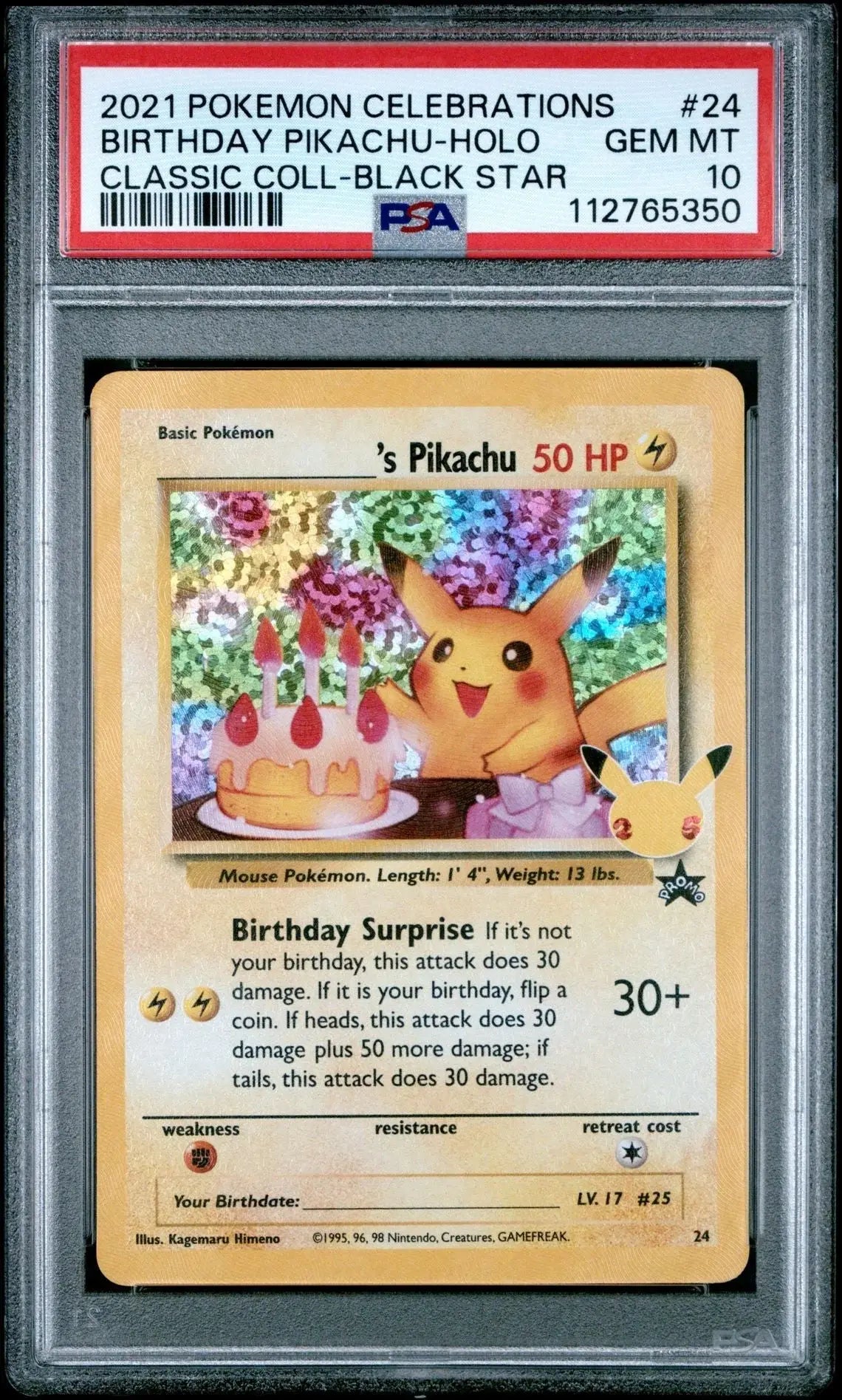 ?? BIRTHDAY PIKACHU 24 ENGLISH 25TH CELEBRATIONS CLASSIC COLLECTION PSA 10 - Mastercoins