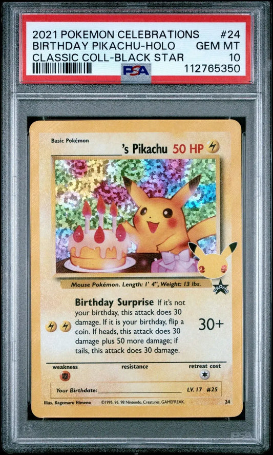 ?? BIRTHDAY PIKACHU 24 ENGLISH 25TH CELEBRATIONS CLASSIC COLLECTION PSA 10 - Mastercoins