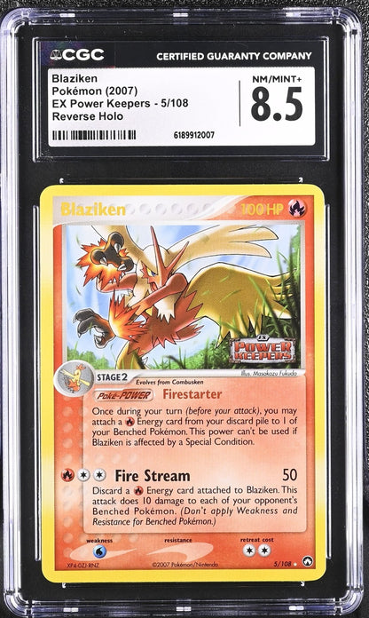 🎰👀 BLAZIKEN 5/108 EX POWER KEEPERS CGC 8.5 - Mastercoins