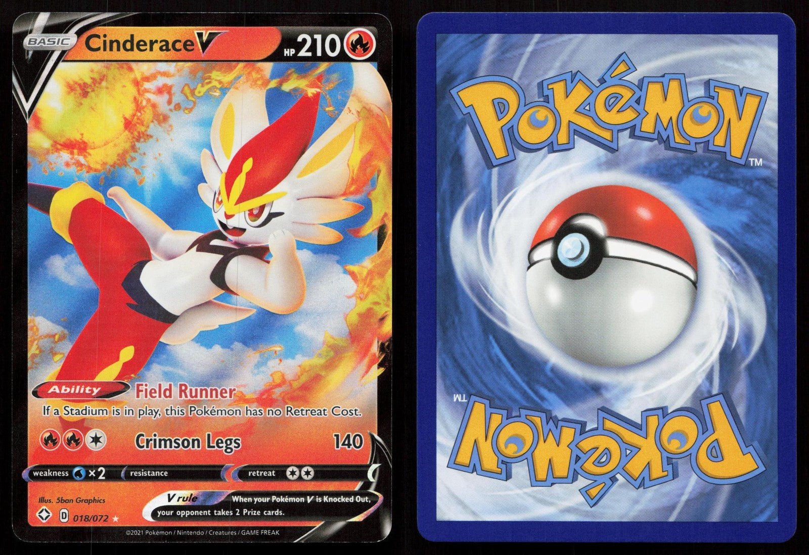 CINDERACE V 018/072 SHINING FATES NM - Mastercoins