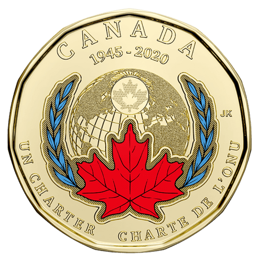 (Coloured) 2020 Canadian $1 Signing Of The United Nations Charter 75th Anniv - Mastercoins