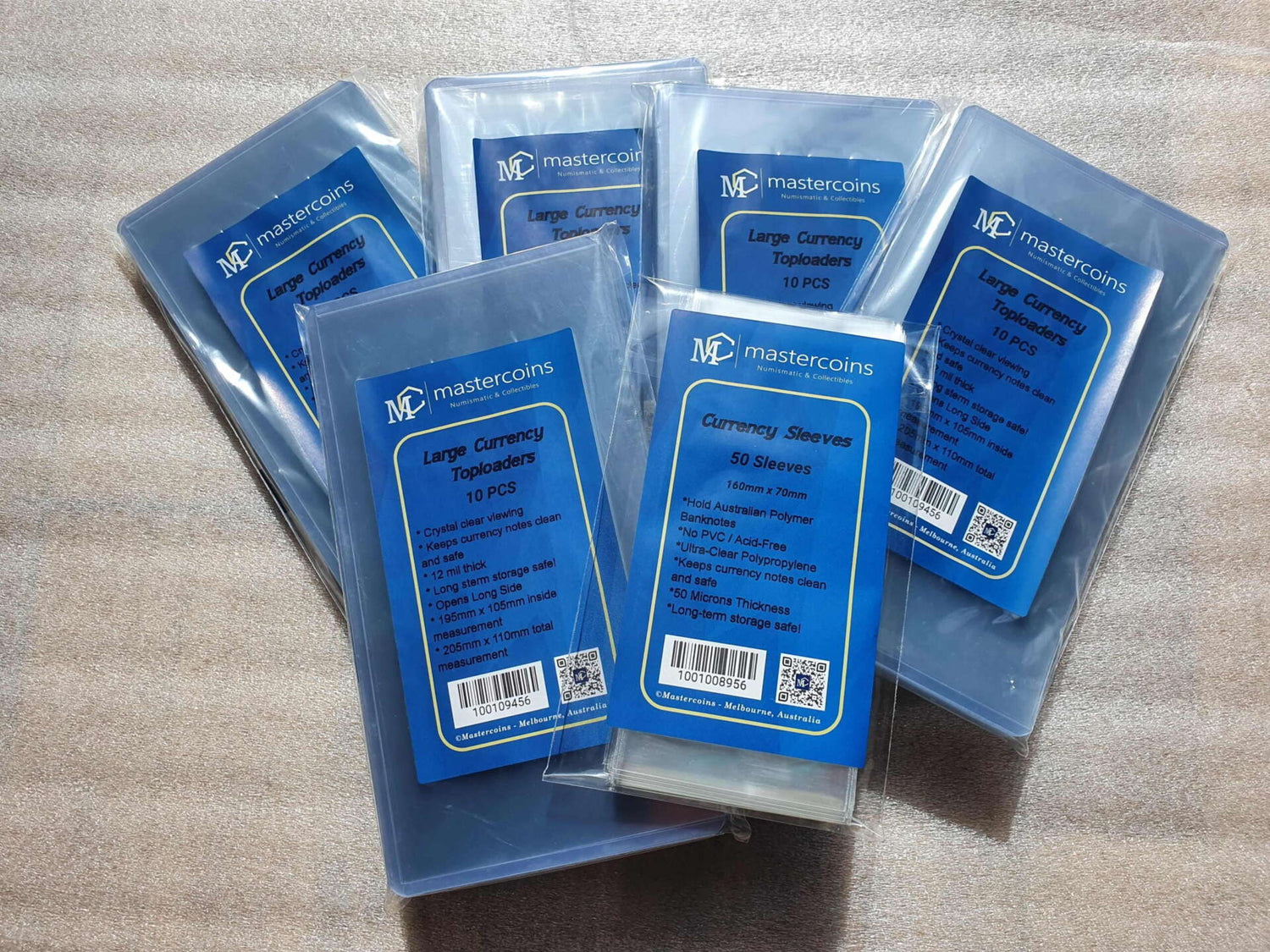 Currency Banknotes Sleeves 100 pcs & Top loader 100 pcs Bundle - Mastercoins